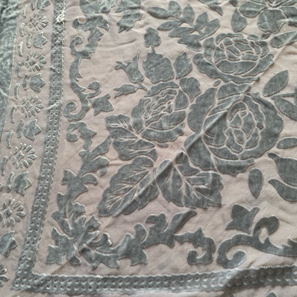 TERANI COUTURE squared silk blend scarf/shawl with fringe boho - Picture 7 of 11